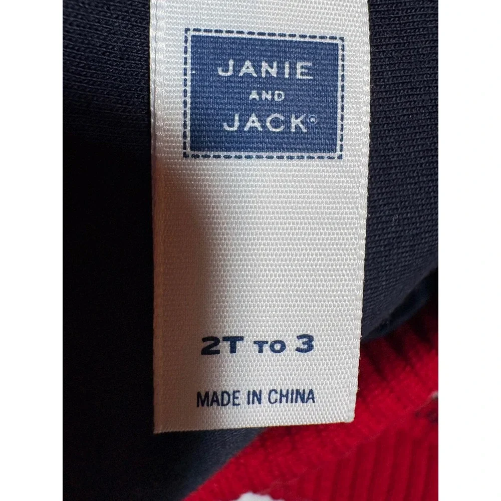Janie and Jack Kids Train Sweater Hat Scarf Set Navy Red Cotton Size 3 2T-3